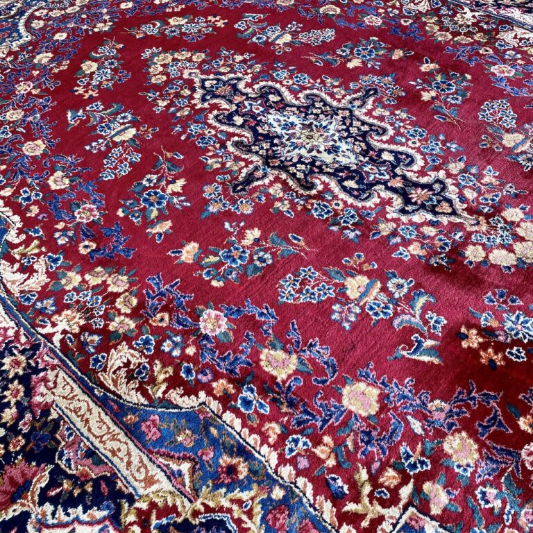 Large Vintage Persian Rug Indigo Sprout