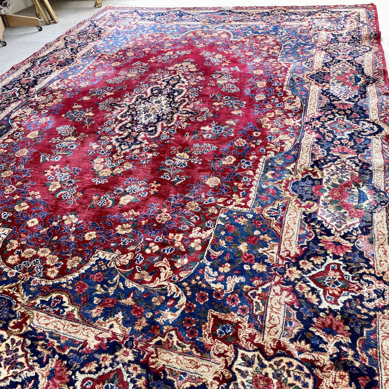 Large Vintage Persian Rug Indigo Sprout
