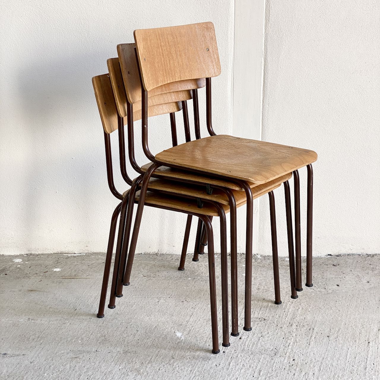 Vintage Stacking Chairs Industrial Furniture Indigo Sprout