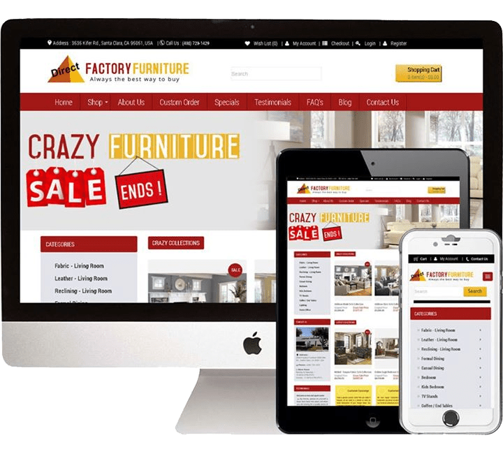 Direct Factory furniture site Design, Development and Digital