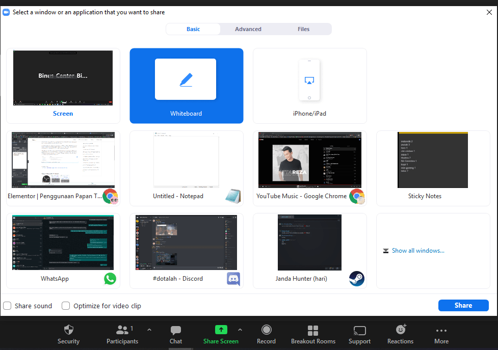 Penggunaan Papan Tulis Virtual dengan Aplikasi Zoom BINUS CENTER