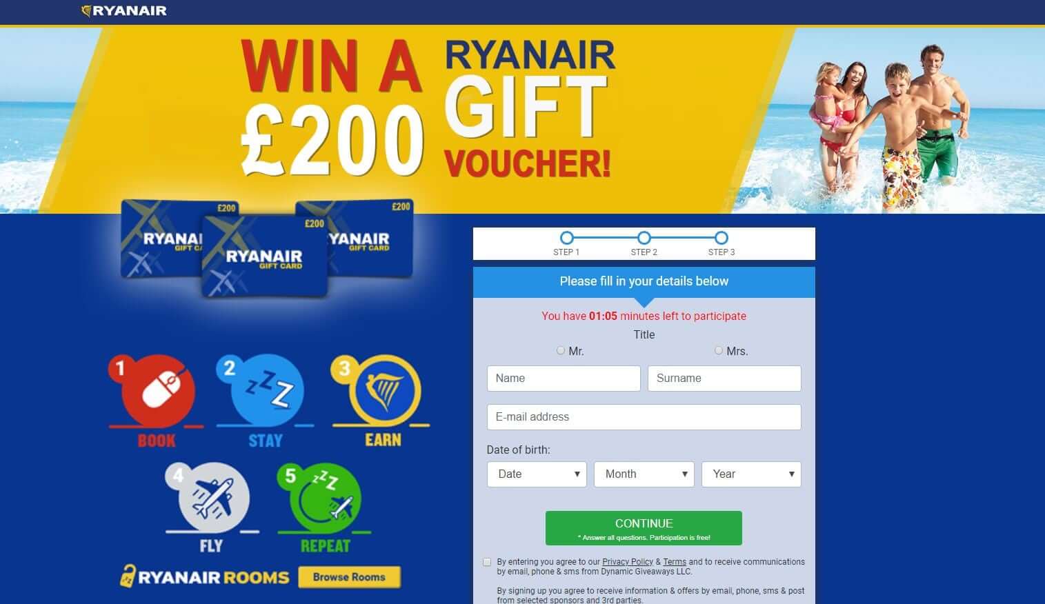 Ryanair CPA Affiliate Program Gift card offers June