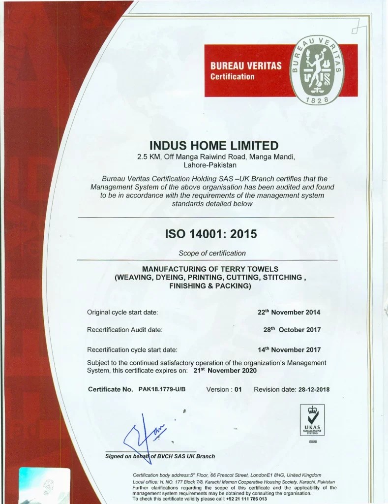 Certifications INDUS HOME LTD