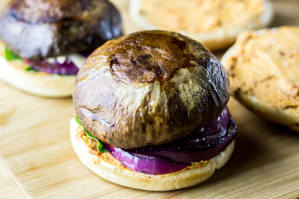 Portobello Mushroom Burger with SunDried Tomato Spread Recipe
