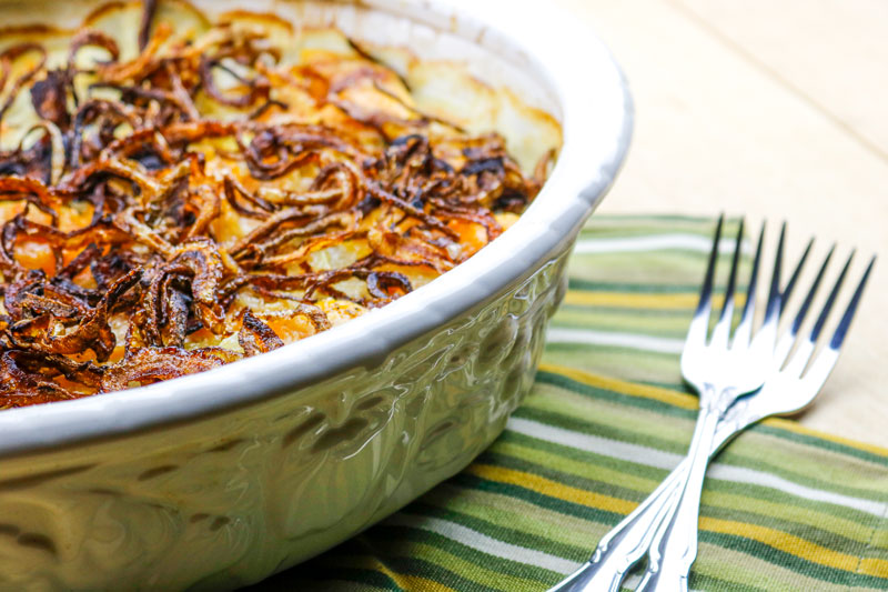 Gordon Ramsay's Potato & Butternut Squash Gratin with Crispy Shallots