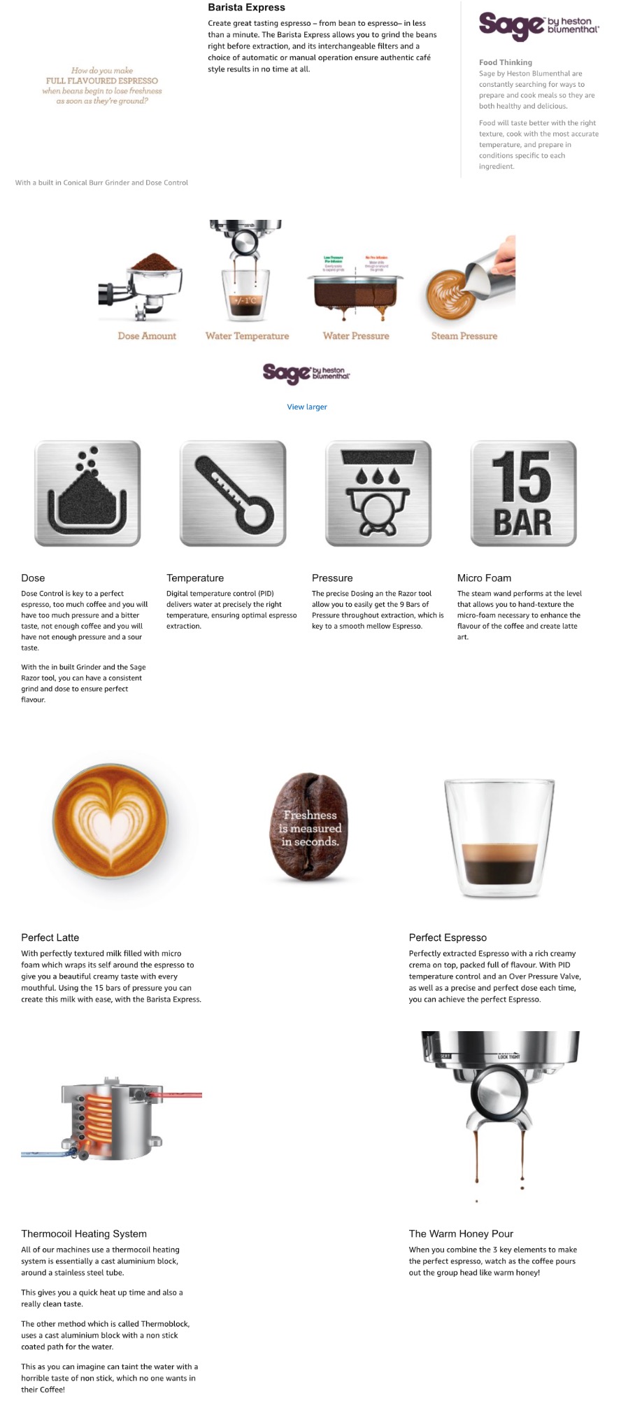 Sage by Heston Blumenthal the Barista Express Coffee Machine and