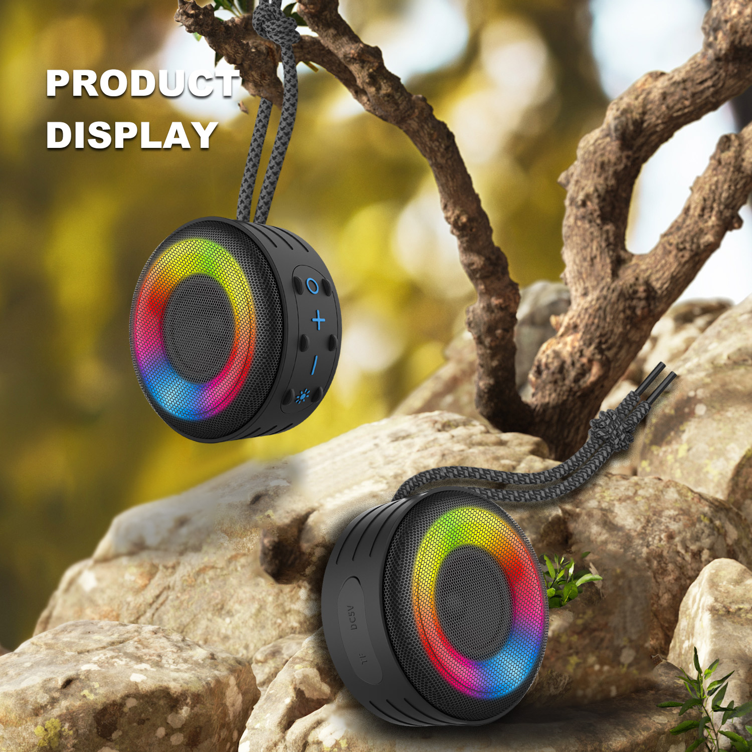 Outdoor Waterproof Bluetooth Speaker with RGB LED Light iNext