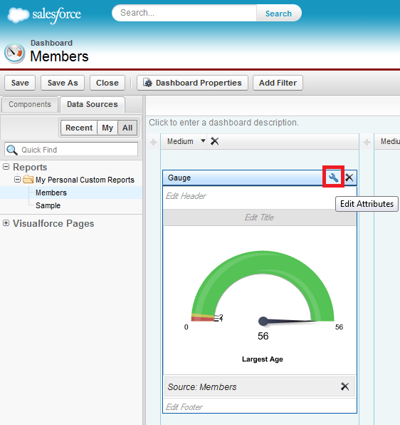 How to create the Gauge Dashboard Component in Salesforce