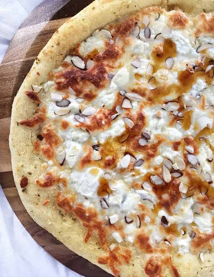 Three Cheese Pizza with Honey & Almonds In Fine Taste