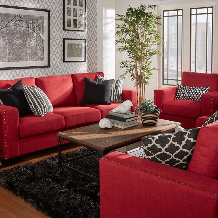 Living Room with Red Couches Amazing Decor Ideas