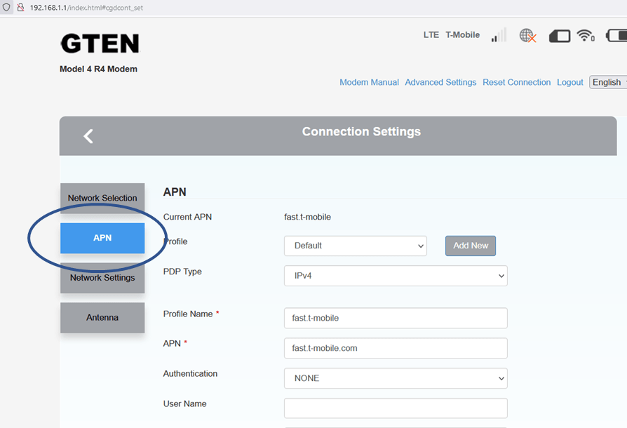 Setting your APN Infinite Corporation