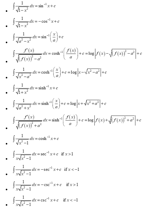 List of Integral Formulas Rules for integration, Solved Example PDF
