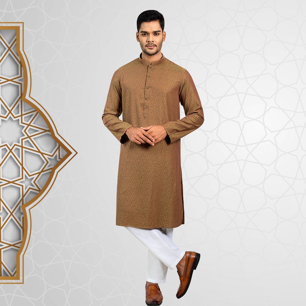 Lubnan Mens Slim Fit Coffee Color Casual Panjabi Infinity Mega Mall