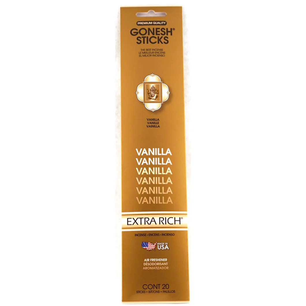 Gonesh Extra Rich Vanilla Incense Sticks 20ct IE WHSE