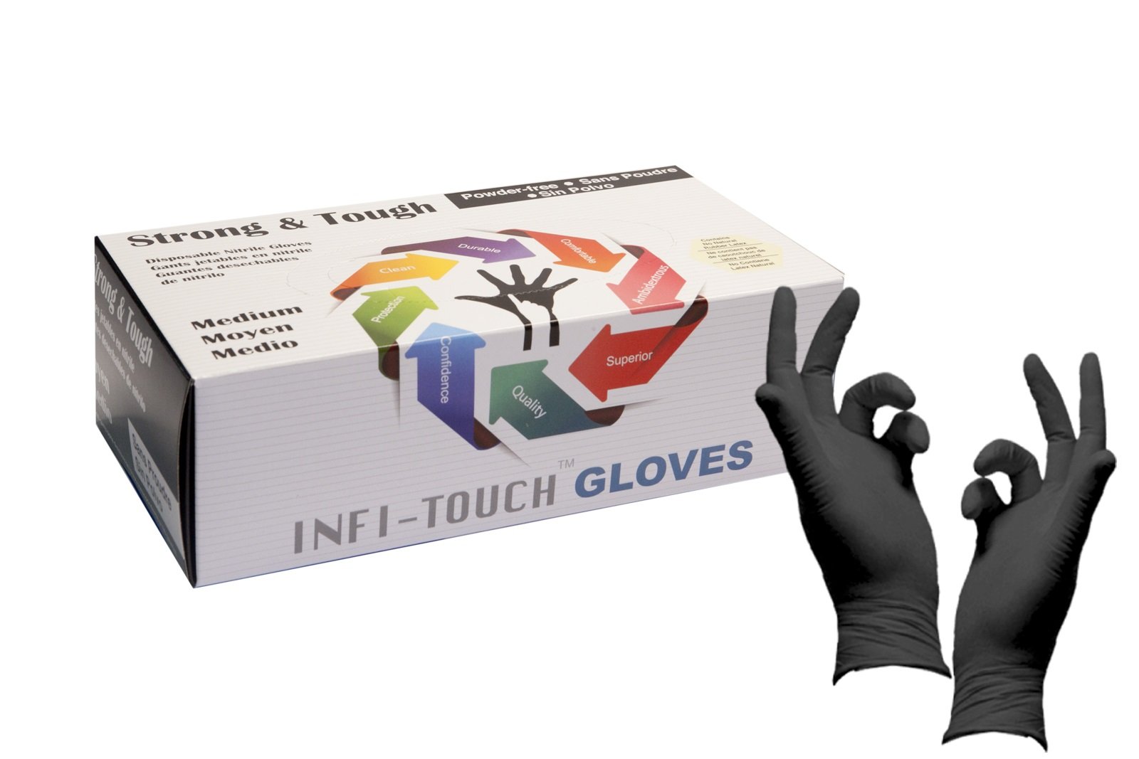 Black Nitrile Gloves Heavy Duty infitec gloves Strong and Tough Gloves