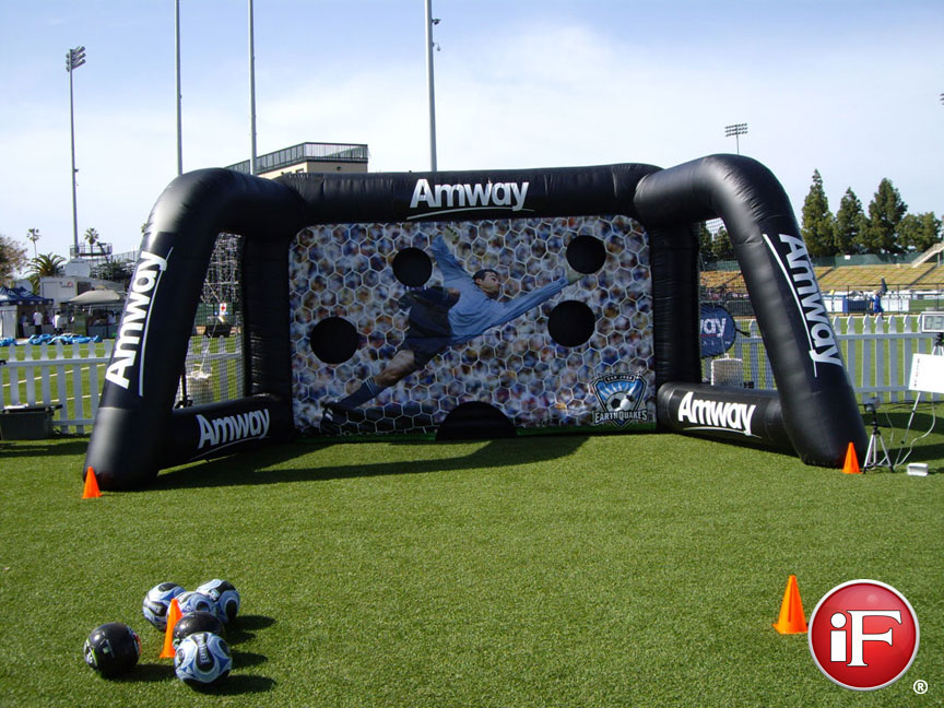 Inflatable Soccer Goal Kick, Blow Up Sports Games, Earthquakes / Amway