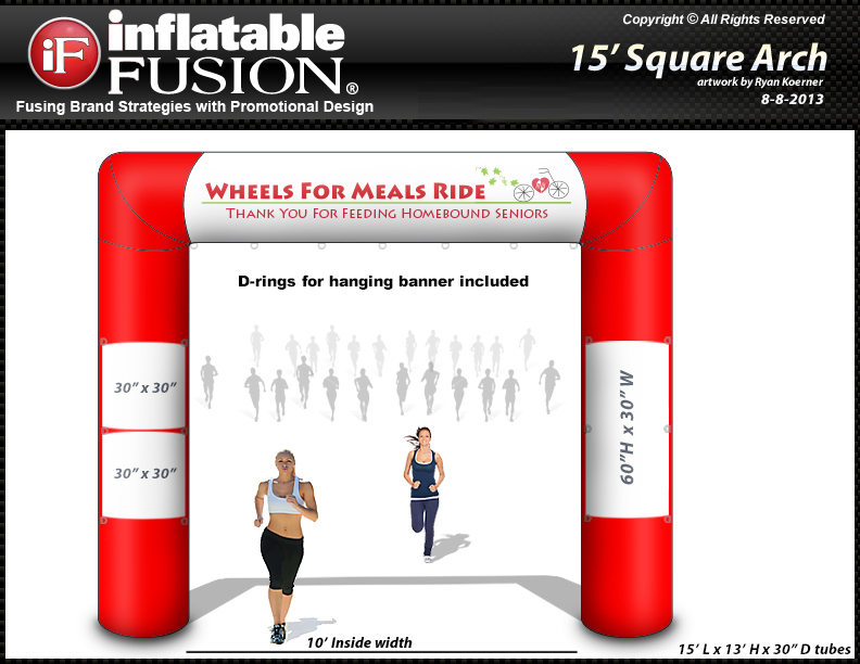 Custom Square Arch, Inflatable Archway, Wheels for Meals Ride