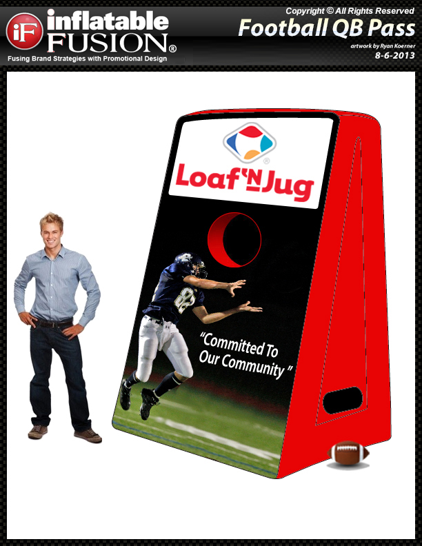 Inflatable Quaterback Pass, Custom Inflatable Sports Games, Loaf N Jug