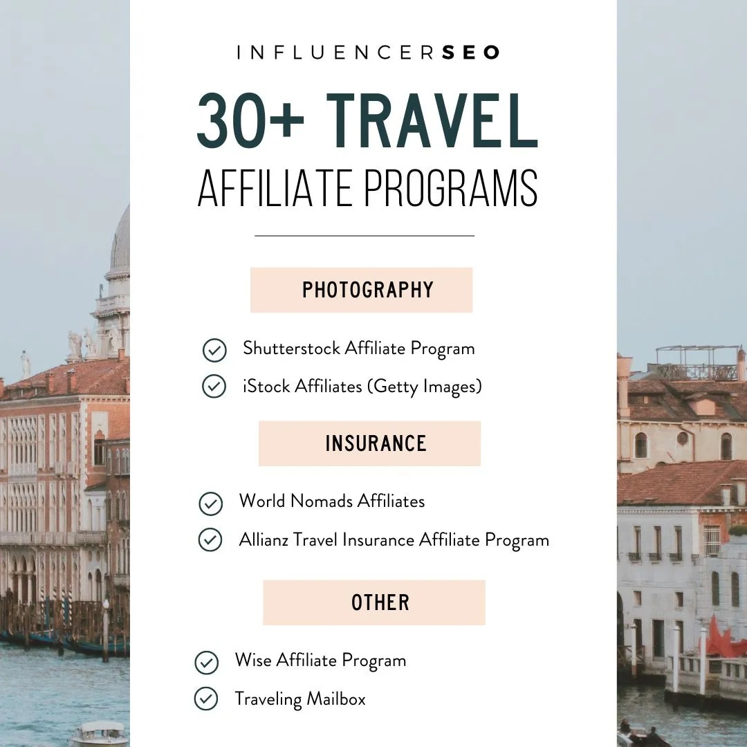 Travel Affiliate Programs 30+ Influencer SEO SEO for Bloggers