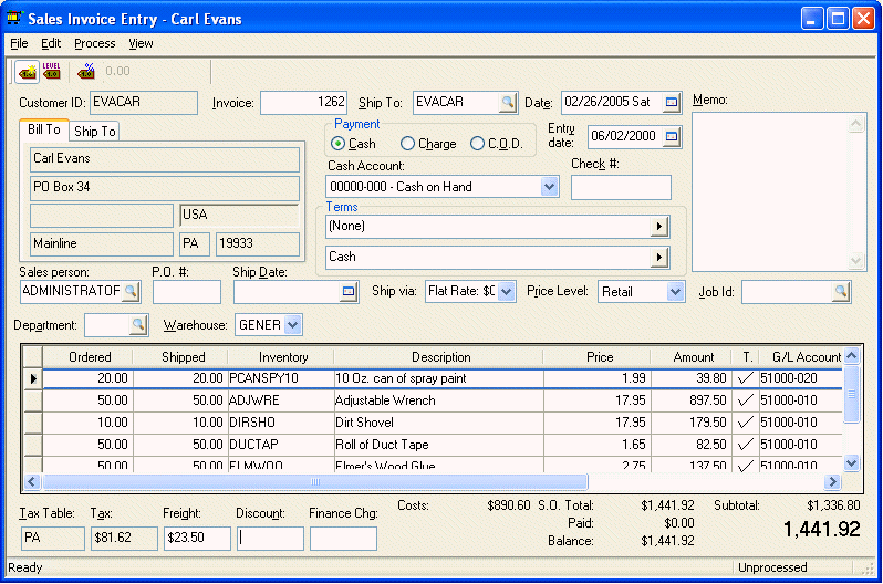 Calculating Freight Charges on Sales Invoice