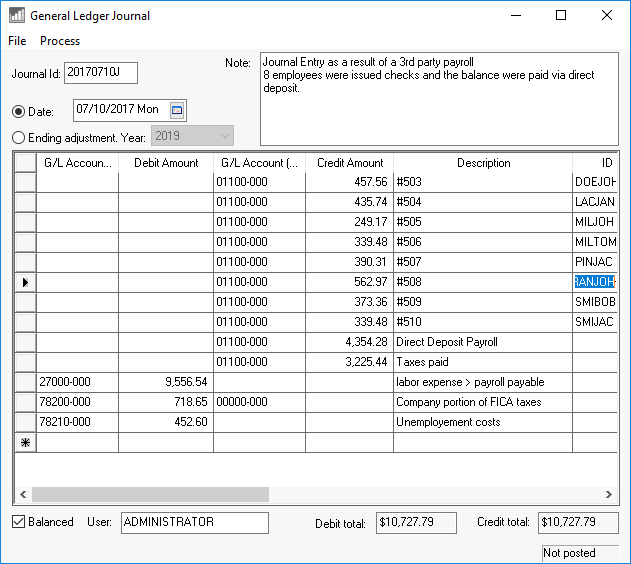 Posting G/L Transactions From a 3rd Party
