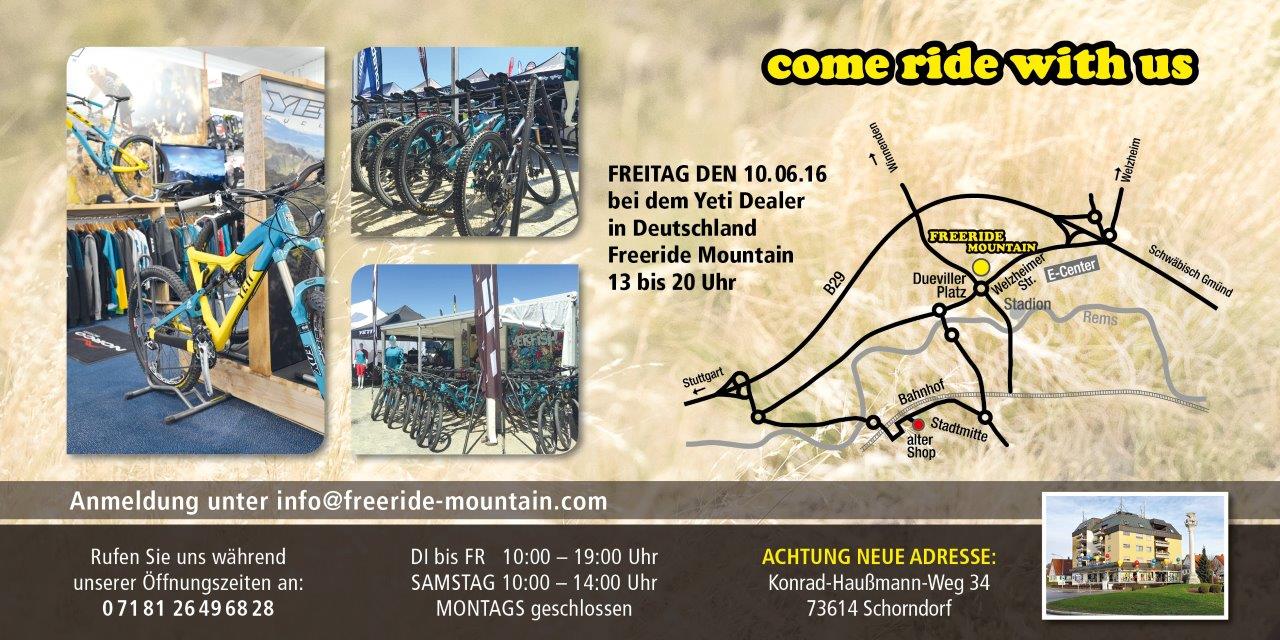 Yeti Bikes Testday! Jetzt die neuen Yeti Cycles testen in Schorndorf bei Stuttgart! Freeride