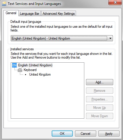 Changing the keyboard language in Windows 7