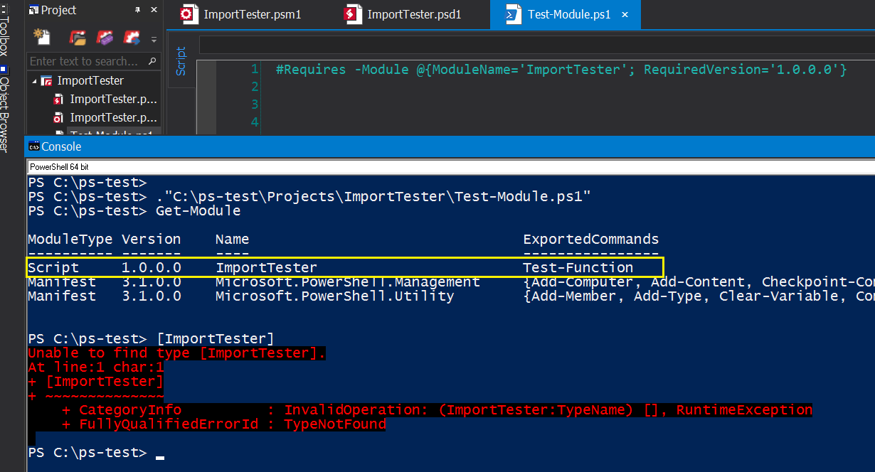 Using Statement Import PowerShell Classes from Modules SAPIEN