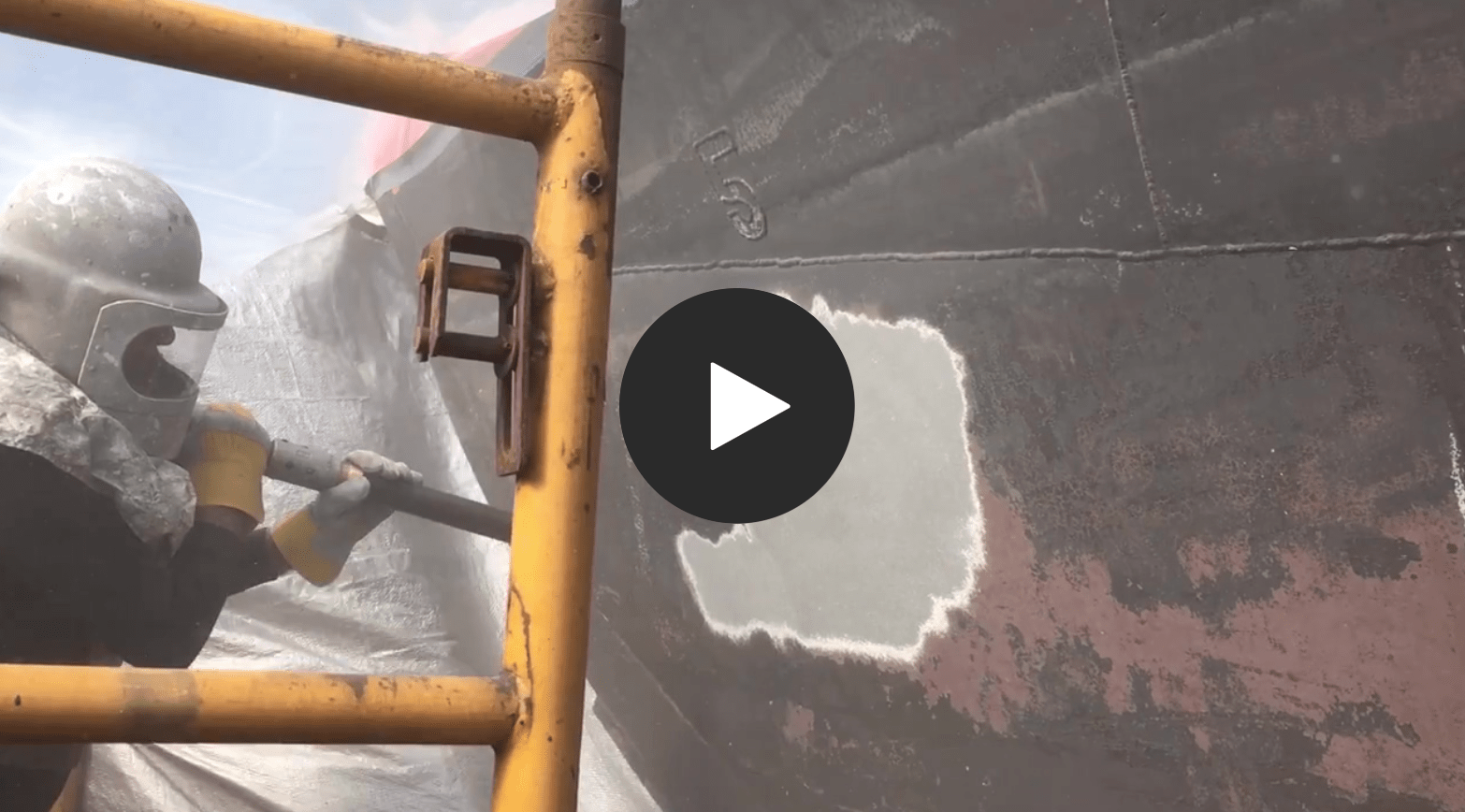 Blasting Ship Hull using Sponge Media Abrasive