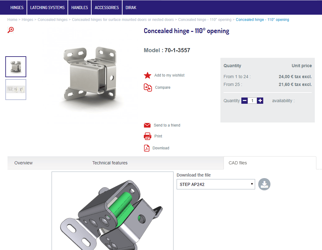 Integrate the content of the TraceParts CAD platform