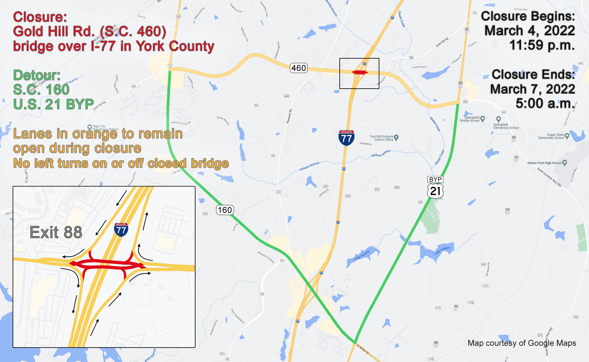 Bridge on Gold Hill Road over I77 in York County scheduled to be