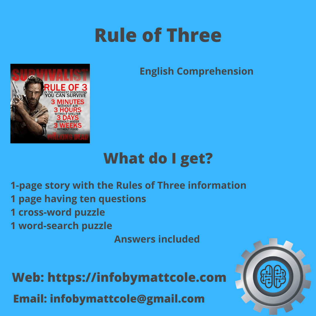 Worksheets Rule of Three Prepping Info By Matt Cole