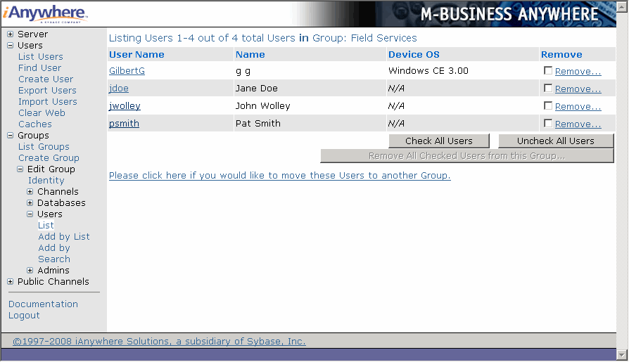 Listing users in a group