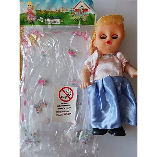 The head of the doll is made of soft plastic, the body is made of hard