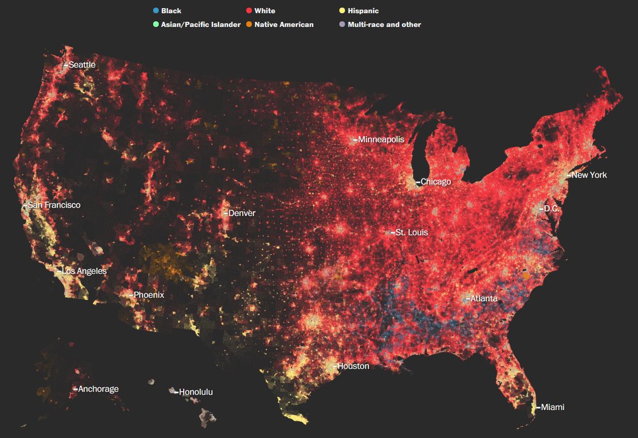 Map Racial distribution in America Infographic.tv Number one