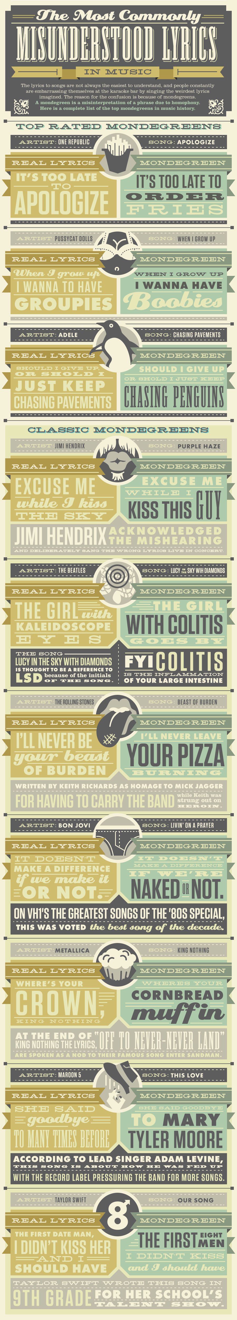 The Most Commonly Misunderstood Lyrics in Music [Infographic]