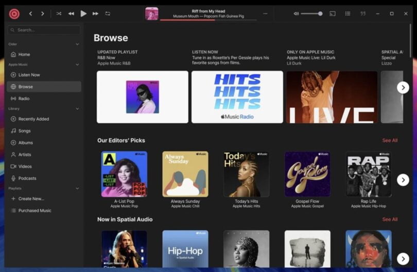 Cider un client Apple Music opensource pour Linux, Mac et Windows