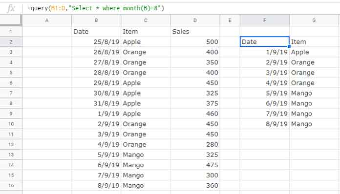 Sum Current Month Data Using Query Function in Google Sheets