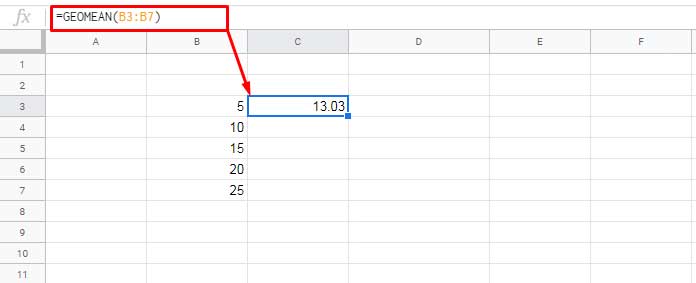 How to Use the GEOMEAN Function in Google Sheets