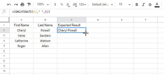 How to Merge Two Columns Into One Column in Google Sheets