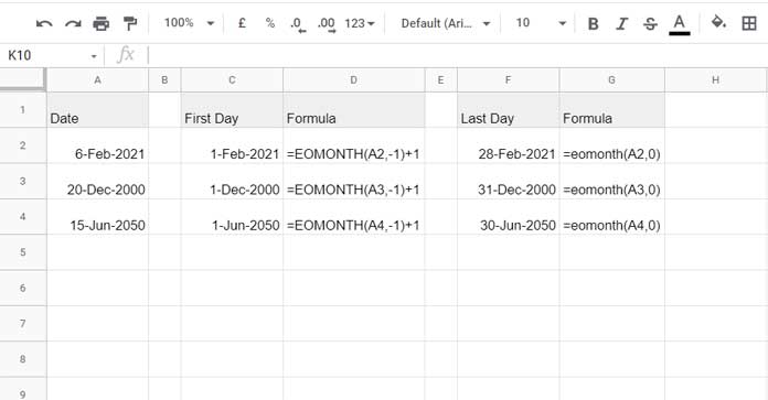 Find the First and Last Workdays of a Month in Google Sheets
