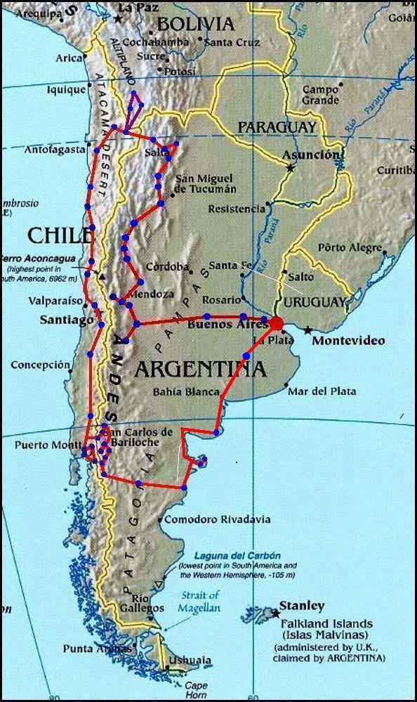 Chile And Argentina Map Aiken/Widom Travelog