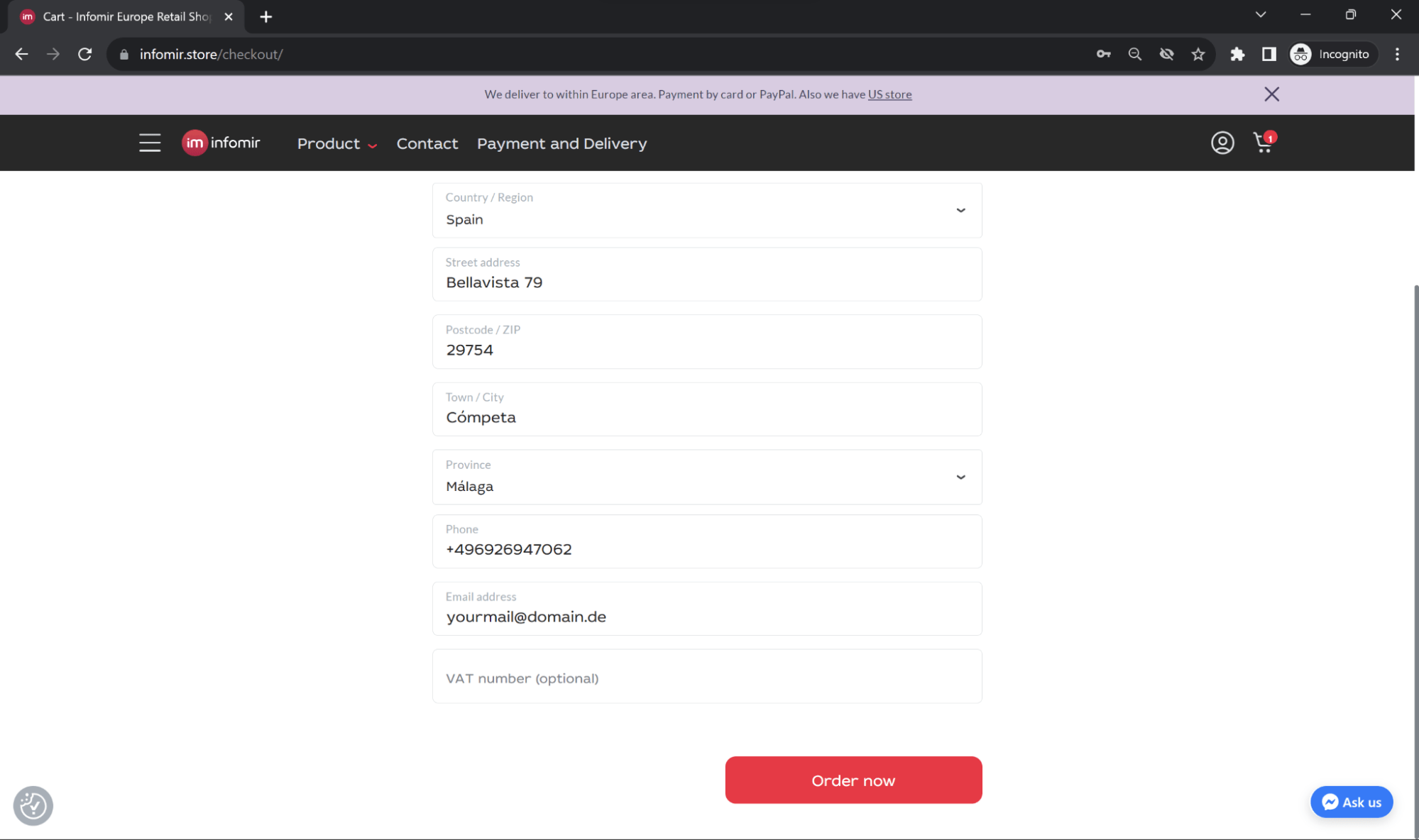 How to enter your VAT number for discount activation Infomir Europe