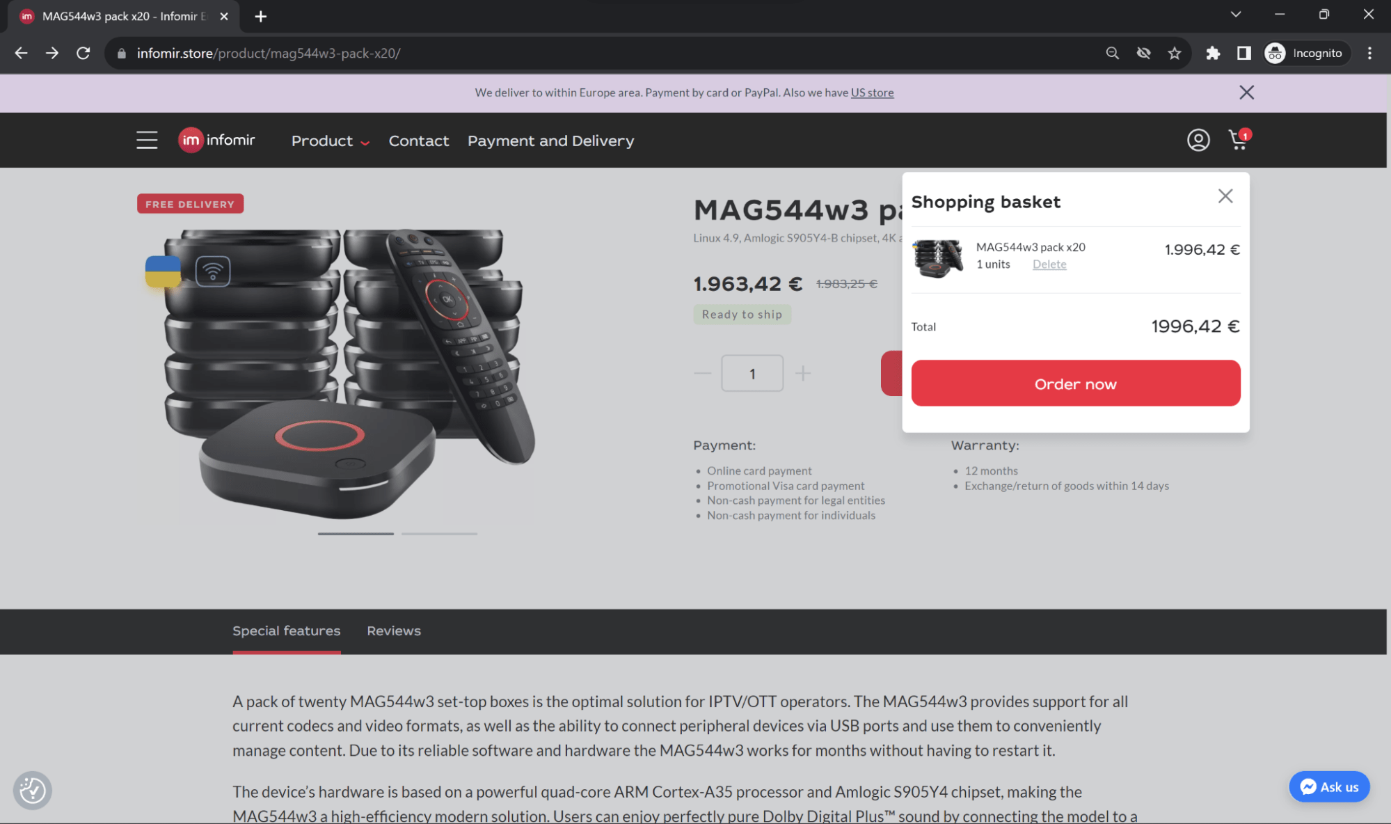 How to enter your VAT number for discount activation Infomir Europe