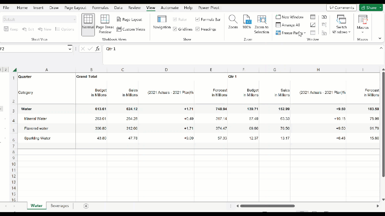Freeze column in a table/matrix Inforiver