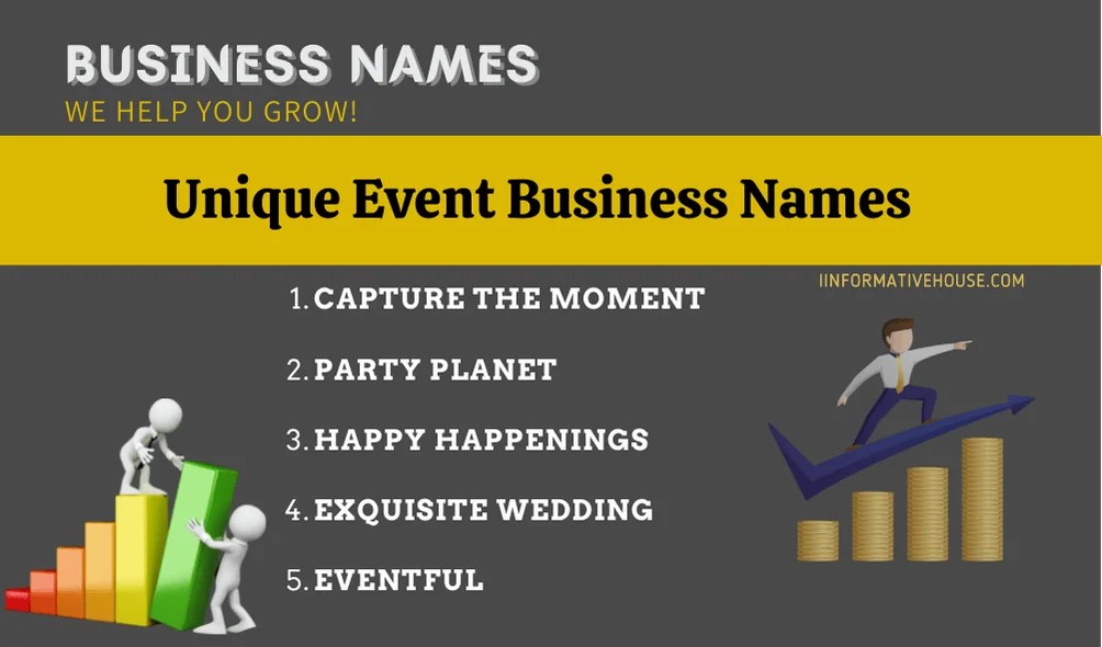 499+ Catchy and Unique Event Company Names Ideas! Informative House