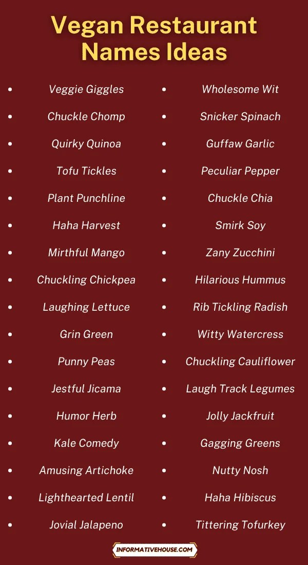 576+ Funny Vegan Restaurant Names Ideas List! Informative House