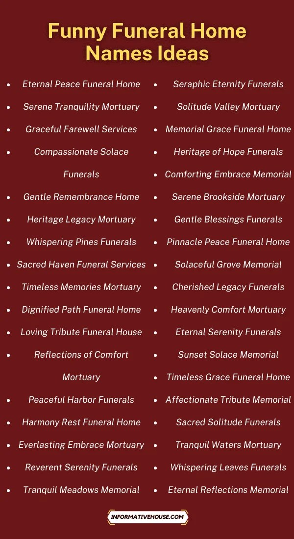 499+ Funny Funeral Home Names Ideas You Must Check! Informative House