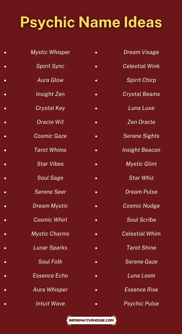 499+ Funny Psychic Names For Psychic Business Informative House