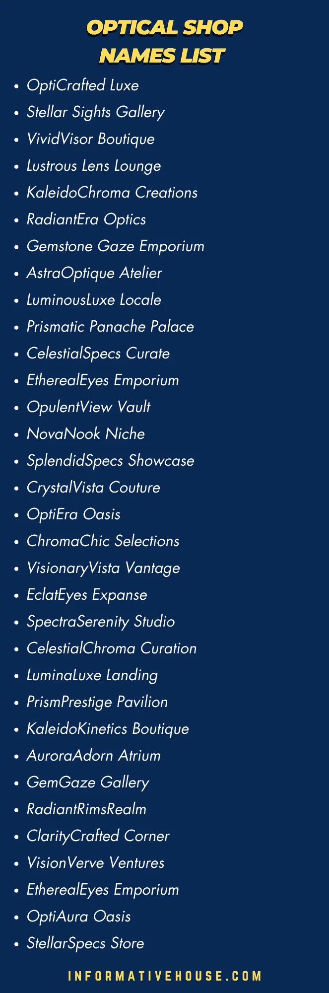 499+ The Most Unique Optical Shop Names List for Startup Informative